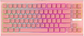 EPOMAKER Teclado mecânico para jogos G84 80% RGB, teclado sem fio 2,4 GHz/Tipo-C/BT, programável QMK/VIA, troca a quente, NKRO, com teclas Shine Through PBT para jogadores (rosa, interruptor de jade