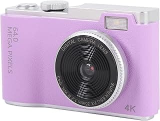 Câmera Digital 4K para Fotografia, Câmera de Vlogging de 64 MP, Câmera de Apontar e Disparar Com Zoom Digital de 16X, Câmera de Viagem Compacta Anti-vibração de Tela IPS de 2,4
