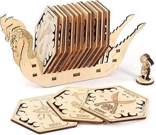 Conjunto de 14 porta-copos de classe D&D com suporte hexagonal, tapetes para canecas de jogos de madeira gravados a laser DND ícones de classes presente para fãs de Dungeons and Dragons, mestre de