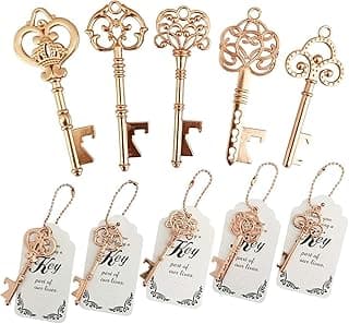 WODEGIFT 50 peças de lembrancinhas de casamento, chaveiros de abridores de garrafa, lembrancinhas de festa de chá de panela com etiqueta e correntes de cartão de agradecimento, lembrancinhas de chá de