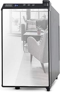 BLACK+DECKER Refrigerador de vinho com 8 garrafas, refrigerador de vinho termoelétrico com frente espelhada, refrigerador de vinho independente e display LED, BD60326