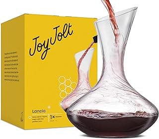 JoyJolt Lancia Decantador de Vinho Aerador de Vinho de Cristal Jarra de Vidro Base Feita à Mão Design Ultra Elegante Bico Inclinado Fácil de Derramar para Vinho 1200 ml