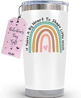Presentes de agradecimento do professor para mulheres caneca de 590 ml - It Takes a Big Heart to Shape Little Minds Copo de professor com canudo Presentes de agradecimento para mulheres presentes de
