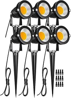 ZUCKEO Refletor de paisagem LED 5W 12V 24V luz de jardim de baixa tensão COB luz decorativa externa luzes de paisagem iluminação de baixa tensão para pátio jardim caminho branco quente pacote com 6