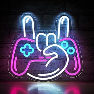Placa de LED neon gamer para decoração de parede, luz neon controlável para decoração de caverna masculina, enfeite de Natal, festa e sala de jogos, alimentação USB 5 V