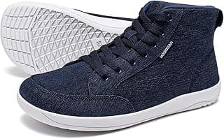 Tênis feminino descalço | bico largo | lona de cano alto | Tênis confortável de corrida em trilha