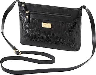 Bolsa Feminina Couro Legítimo Lezard Transversal Fechamento Zíper 2193