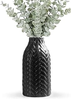 Kint Vasos de flores de cerâmica para buquê de grama dos pampas, vaso decorativo boho branco alto para centros de mesa, prateleira de sala de estar bugigangas decoração de casa