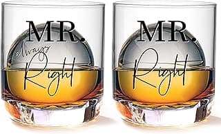 Physkoa Conjunto De Copos De Uísque Divertidos "Sr. Certo" E "Sr. Sempre Certo" - 300Ml - Presente Perfeito Casais Gays Em Casamentos, Noivados, Aniversários Ou Recém-Casados Da Comunidade Lgbtq+