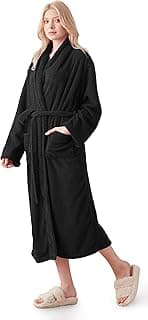 Roupão feminino macio de pelúcia premium – Roupão de banho longo felpudo e quente de lã de ovelha