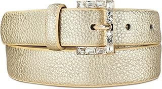 Cinto feminino casual de couro dourado para calças jeans, cinto de couro sintético dourado feminino