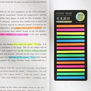 Eu amo Leitura - Marcador de linhas adesivo com 300 notas - Design diversos (Festa Fluorescente)
