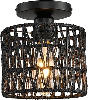 KENMI Luminária De Teto, Embutida Vime Trançado À Mão, Luminárias Fazenda Estilo Boho Para Corredor, Quarto, Cozinha, Entrada, Sala Estar