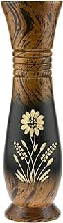 AeraVida Vaso decorativo de madeira de manga com margarida de 35,5 cm | Vaso de trompete de madeira preto e marrom feito à mão para mesa de sala de estar ou escritório | Decoração de casa natural