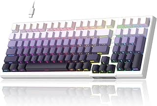 MageGee Teclado mecânico para jogos SKY98, 96% de troca a quente, teclados cremosos personalizados com fio com amortecimento de som de 5 camadas, retroiluminação RGB, teclas impressas laterais para
