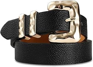 Cinto feminino preto skinny com fivela quadrada de metal dourado casual cintos modernos para vestidos jeans