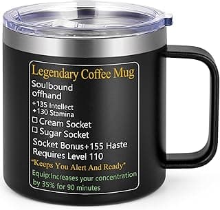 LiqCool Caneca engraçada para jogos, caneca de café com isolamento lendário de 400 ml, presentes de dia dos namorados para homens, namorado, irmão, marido, esposa, LOL DND caneca para jogador nerd e