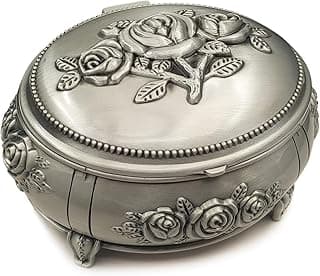 Caixa de música em relevo de liga de metal para corda e movimento dourado caixa de música para Natal/aniversário/Dia dos Namorados/Dia das Mães (EmbossAlloyPattern3, Música: Romance De Amor)