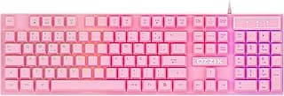 Teclado Gamer Rosa RGB LED Profissional ABNT2 Semi-Mecânico Ergonômico Fofinho Feminino Presente Precision Ozzix