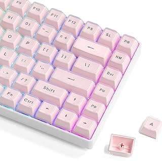 Womier Conjunto de teclas Pink Jelly, teclado mecânico para teclas, tampa de chave de perfil OEM, teclas personalizadas fofas de 113 teclas para 60%, 75%, 100% teclados mecânicos com interruptores