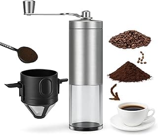 Kit Moedor de Grão de Café Manual Inox + Filtro Reutilizável | Moinho em Cerâmica com Regulagem de Moagem e Coador Individual Lavável – Café Artesanal em Casa