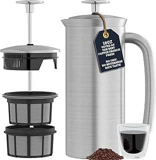 ESPRO P7 French Press - Máquina de café e chá isolada de aço inoxidável de parede dupla (aço inoxidável escovado, 510 g)