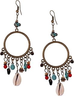 MINACHI Brincos pendentes étnicos vintage boêmios retrô com tema turquesa antiga, joia boho, presente para mulheres