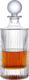 Lily's Home Decantador de uísque de vidro elegante com tampa à prova de vazamento - Decantador de vinho de cristal e bourbon premium, garrafa de uísque, rolha de vidro para bar doméstico - 10 x 27 cm,