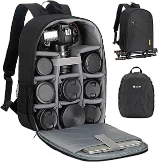 TARION Bolsa para câmera pequena com compartimento para laptop impermeável capa de chuva para fotografia mochila DSLR TB-S