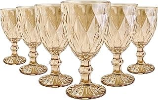 Jogo 6 Taças Diamond Bico De Jaca Dourado A gua Vinho 300ml