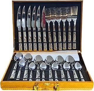 Kit Faqueiro Maleta De Talheres Inox 24 Peças Dourado Luxo Mesa Posta (PRATA)