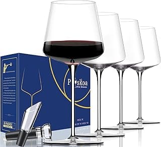 Conjunto de 6 taças de vinho verde - taças de vinho sopradas à mão de cristal moderno com haste longa e fundo plano - 473 ml, perfeito para vermelho ou branco, uso diário, aniversário de casamento exclusivo ou