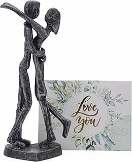 Presente de escultura de ferro de 6º aniversário – Estátua de casal romântico para ela, decoração de metal preto feita à mão – lembrança de casamento, dia dos namorados – Inclui cartão