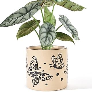 Vasos de cerâmica de 12 cm para plantas de interior, vasos de plantas pequenos engraçados com drenagem, decoração de animais exclusivos, vasos de flores redondos de borboleta (borboleta)
