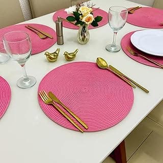 Kit 6 Peças Jogo Americano Redondo - Sousplat Redondo para Mesa Posta - Jogo Americano Elegante para Jantar, Almoço e Café - UpShop (Rosa)