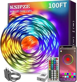 Ksipze Fita de LED de 30 metros (2 rolos de 15 m) RGB com sincronização de música que muda de cor, luzes LED com controle remoto inteligente de aplicativo, luzes LED para iluminação