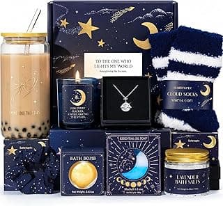 Presentes de aniversário para mulheres, 9 peças, céu estrelado, ideias de presente de Natal, cestas de presente de dia das mães, caixa de aniversário exclusiva, conjunto de autocuidado para sua mãe