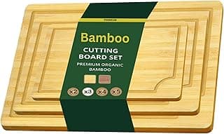 Big Kitchen Conjunto de tábua de corte de bambu, 3 peças, tábuas grandes de madeira com sulcos de suco, para carne, legumes, frutas e charcutaria, tábua de servir de cozinha durável