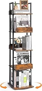 Bikoney Estante giratória, torre giratória de 360 monitores, estante estreita de 5 andares, organizador de prateleira industrial alta, prateleiras pequenas de canto para sala de estar, preta