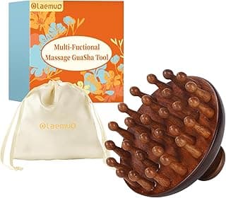 Massageador de couro cabeludo de madeira com caixa de presente, escova de bambu para crescimento do cabelo, ferramenta de massagem corporal