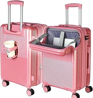 Mala de Viagem de Bordo 10Kg Expansível Rígida Padrão ANAC com 4 Rodas duplas 360° Cadeado Anti Furto Compartimento Exclusivo para Notebook Saída USB para carregamento de Celular (Rose)