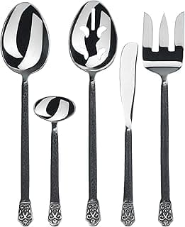 Gourmet Settings Conjunto de talheres Hostess Silverware Avalon Collection de 5 peças, conjunto de talheres de metal fosco/polido, facas de utensílios de cozinha de aço inoxidável, garfos/colheres e lava-louças
