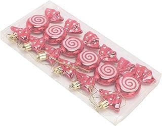 6 peças de enfeites de doces de Natal, decorações de árvore de plástico com cores vibrantes, para grinaldas de árvore de Natal, pacotes de presente (vermelho)