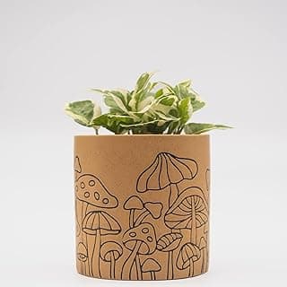 Vaso de decoração de cogumelos feito à mão com terracota salpicado de cerâmica exclusivo vaso de plantas retrô plantas internas moderno boho cottagecore decoração de quarto bonito vintage decoração estética elegante peça de presente