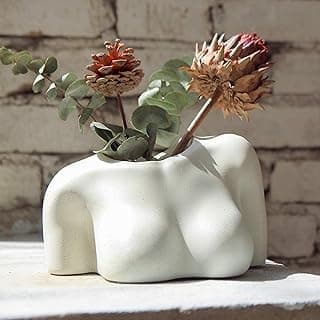 FROZZUR Vaso de flores de corpo em vaso, raízes de base feminina vasos artificiais de plantas com orifícios de drenagem, design moderno boho forma acento plantadores para decoração de casa interior e