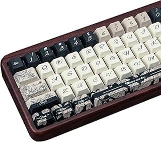Teclado de perfil cereja PBT personalizado, conjunto de teclas estéticas vintage de sublimação de tinta de cinco lados, tema retrô rosa preta, 148 teclas para teclado mecânico de jogos com layout ANSI