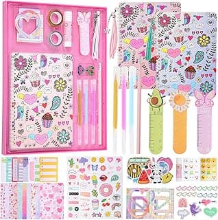 VOD VISUAL Pacote com 2 kits de diário faça você mesmo, 119 peças de diário infantil para meninas de 8, 9, 10, 11, 12, 13, 14 anos, interessantes, para meninas, arte e artesanato, e conjunto de diário