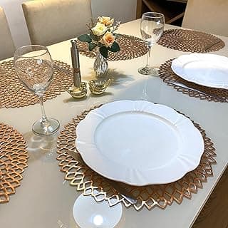 Jogo Americano Redondo 10 Lugares Sousplat Mesa Posta (Modelo 2 - Rosê)