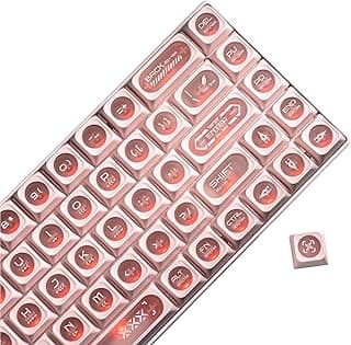 OHY XVX Lindas Teclas Rosa para Teclados Mecânicos - Design de olho de gato translúcido rosa com 136 teclas, perfil Cherry MAX, teclas RGB foscas PC+PBT