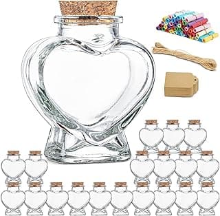 Pote de lembrança de areia de lua de mel 2025, pacote com 20 frascos de feitiço em forma de coração, pergaminhos de papel colorido, presente faça você mesmo para o dia dos namorados, pequenos frascos